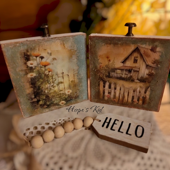 Set Of Rustic Block Accents - Picture 1 of 3